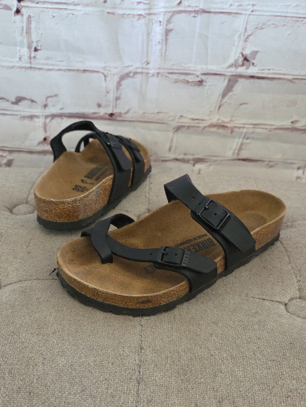 Birkenstock Black Two-Strap Toe-Loop Sandals